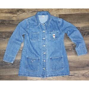 Vintage Disney Winnie the Pooh Embroidered Long Denim Jacket Women’s Size Large